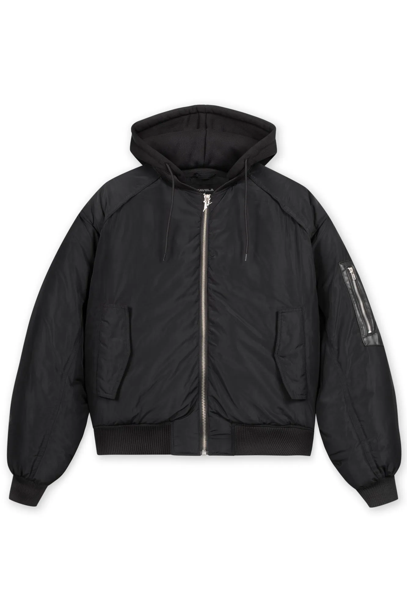 HOODED PUFFED BOMBER JACKET BLACK