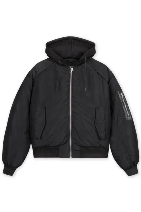 HOODED PUFFED BOMBER JACKET BLACK