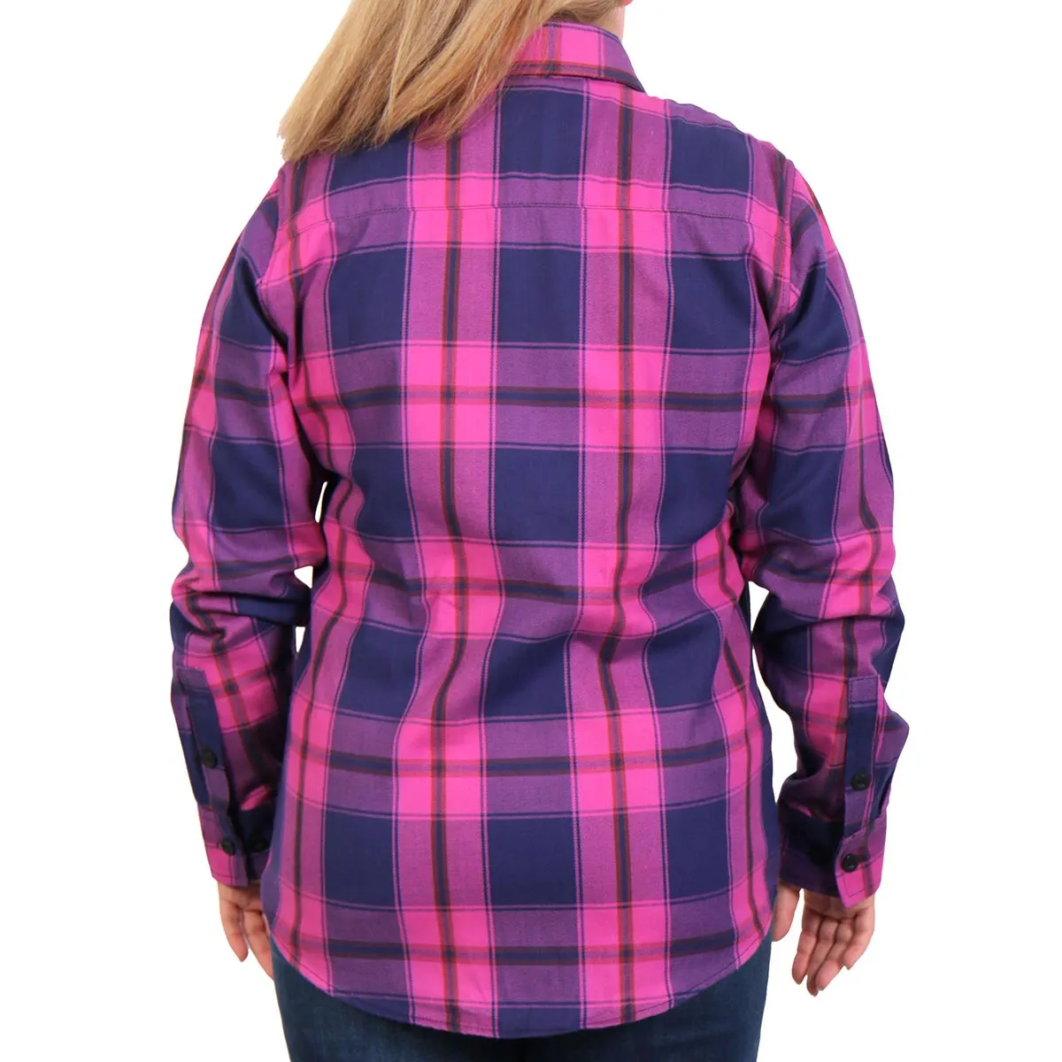 Hot Leathers FLL3011 Ladies Pink, Navy and Brown Long Sleeve Ladies Flannel