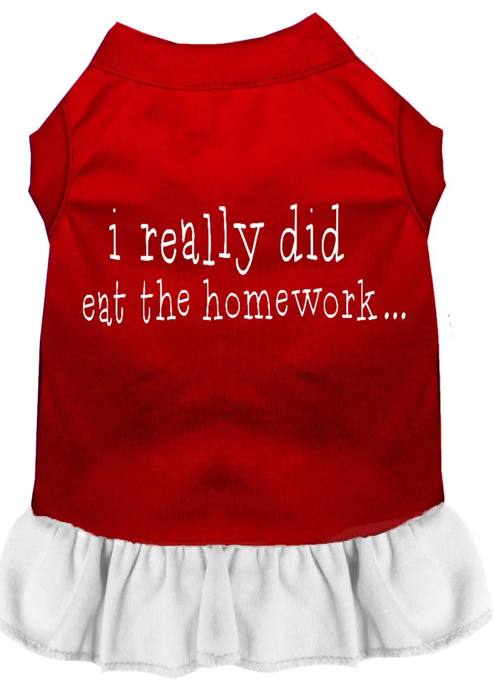 I Really Did Eat The Homework Screen Print Dress Red With White Xxl (18)