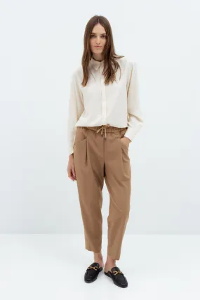 JOGGER CAMEL TROUSERS WITH ELASTIC WAISTBAND