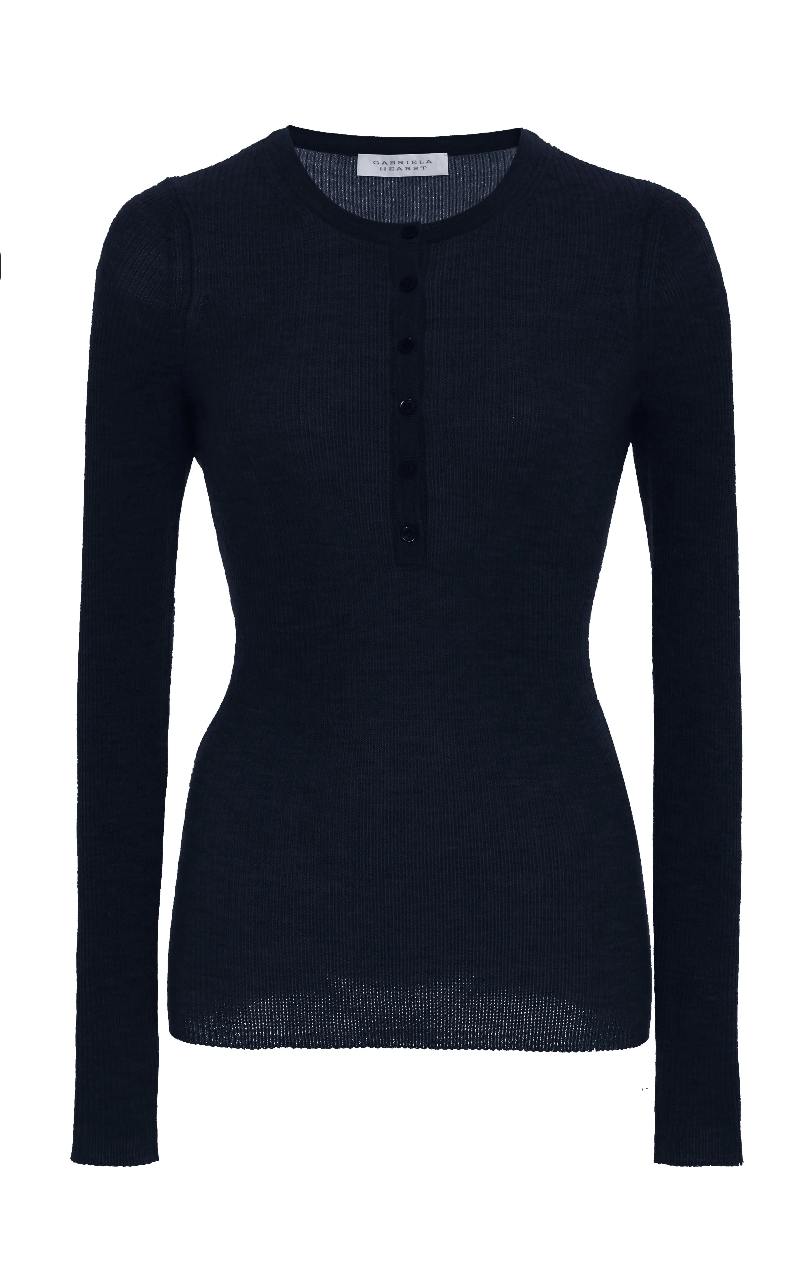 Julian Knit Henley in Dark Navy Cashmere Silk