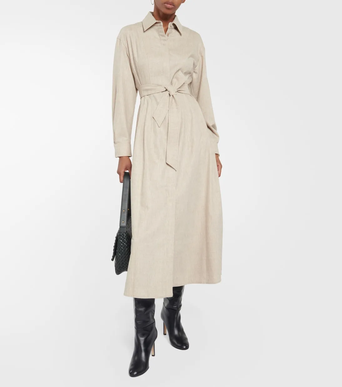 Max Mara wool and cashmere edro shirt dress, brown