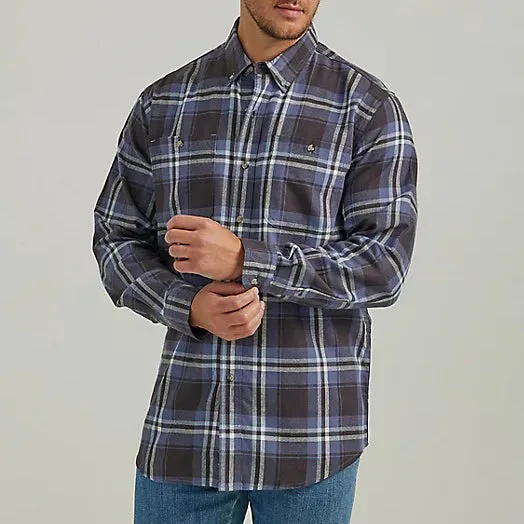 Men's Rugged Wear Long-Sleeve Flannel Plaid Button-Down Shirt 233038