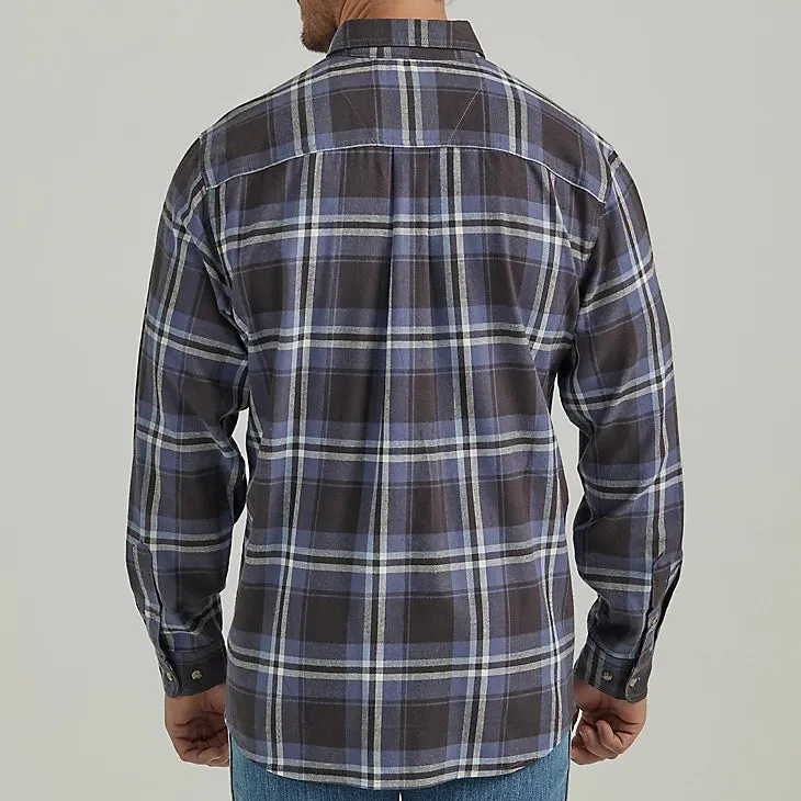 Men's Rugged Wear Long-Sleeve Flannel Plaid Button-Down Shirt 233038