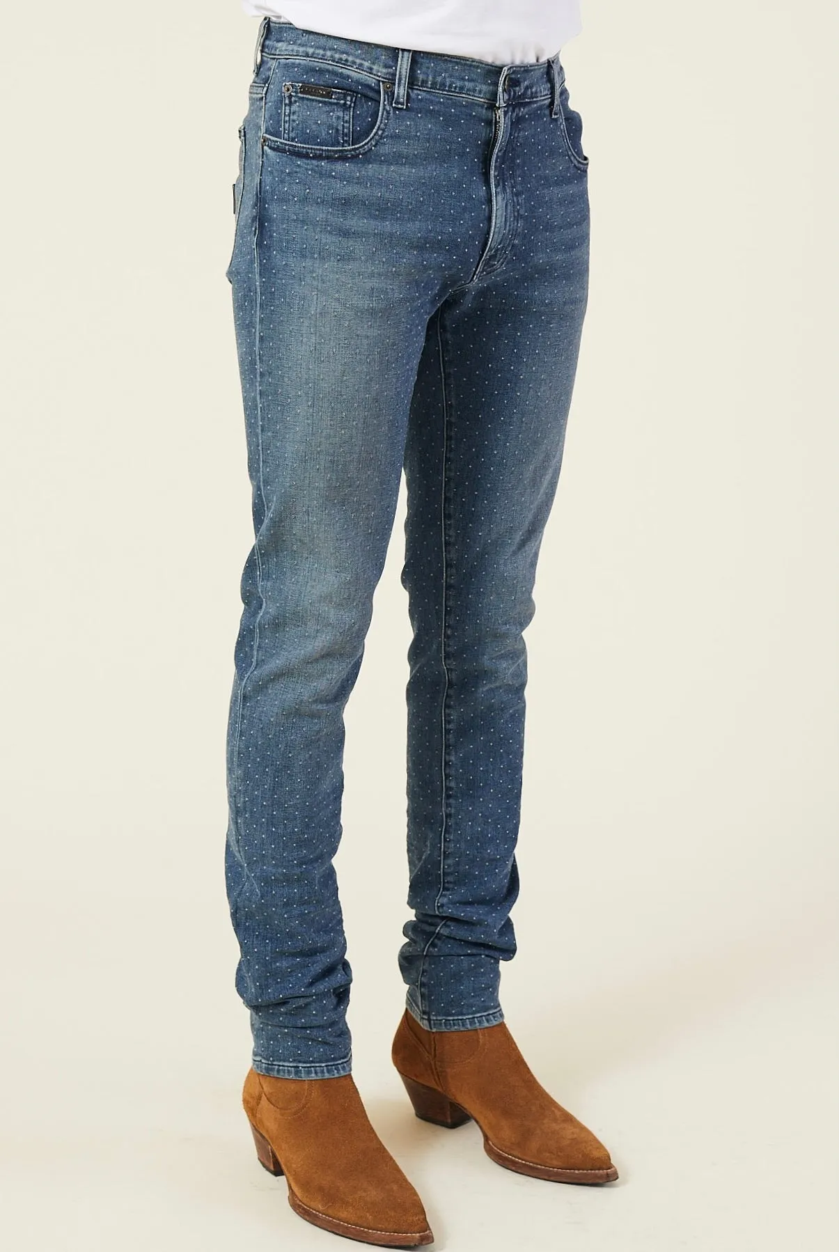 MICRO DOT SKINNY-FIT STRETCH JEANS