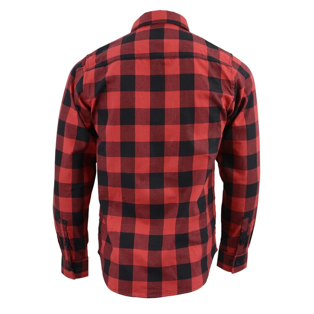 Milwaukee Leather Men's Flannel Plaid Shirt Black and Red Long Sleeve Cotton Button Down Shirt MNG11631