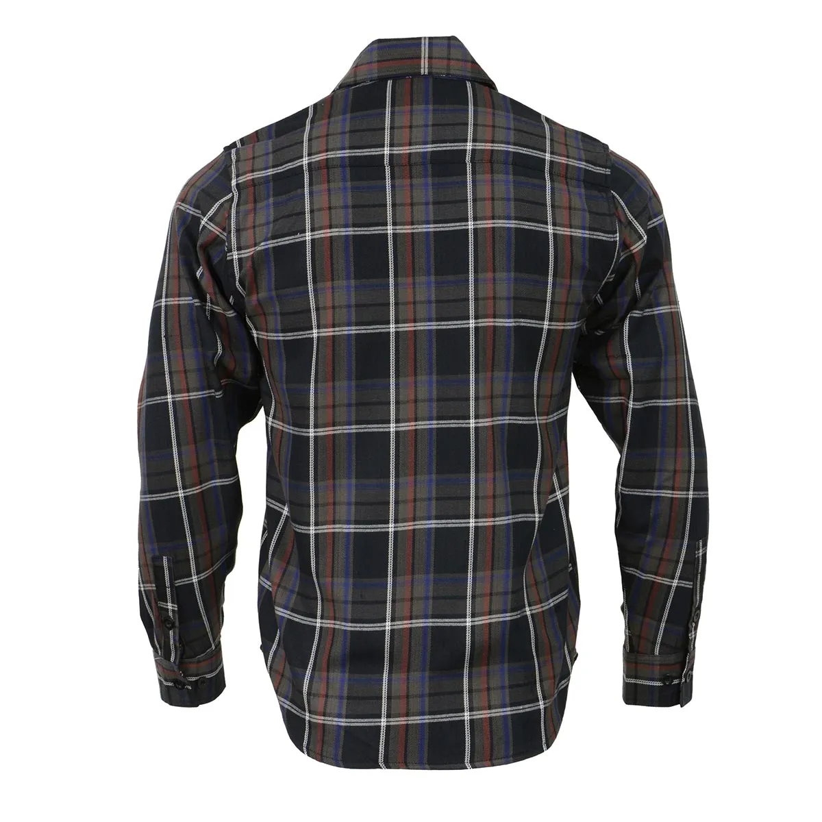 Milwaukee Leather MNG11637 Men's Black, Purple, Grey and Red Long Sleeve Cotton Flannel Shirt