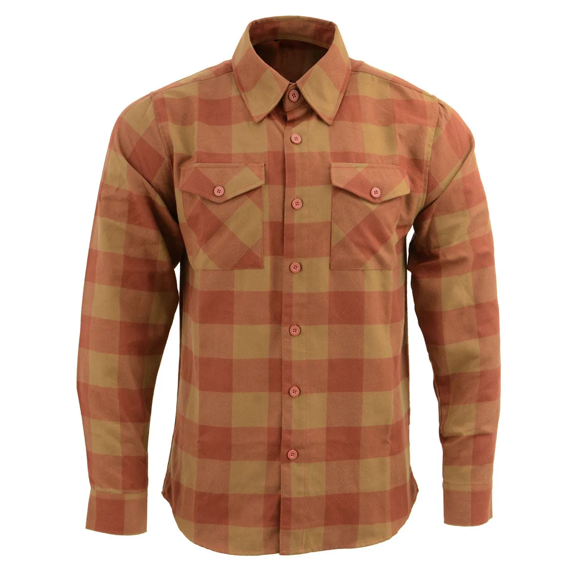 Milwaukee Leather MNG11653 Men's Brown and Beige Long Sleeve Cotton Flannel Shirt