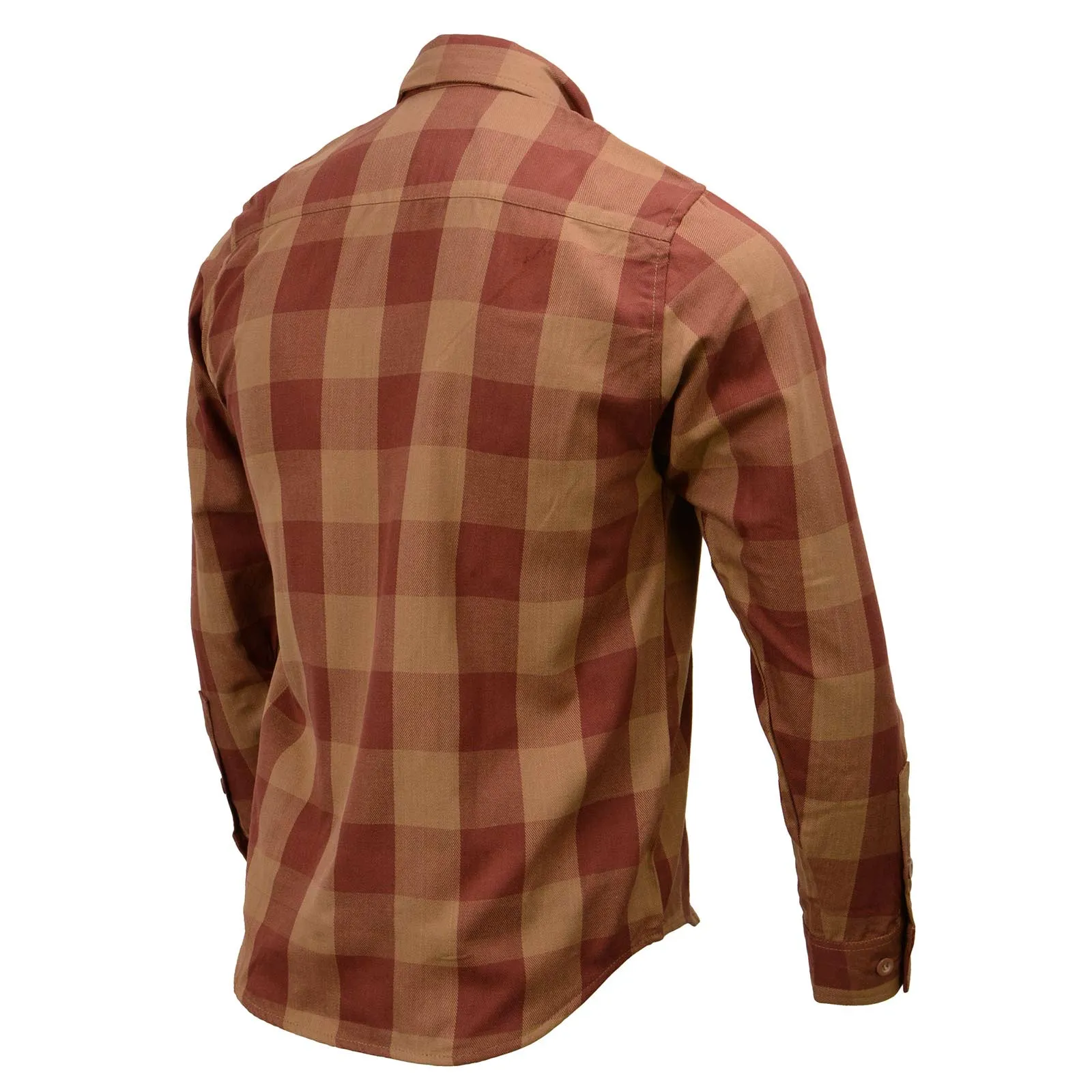 Milwaukee Leather MNG11653 Men's Brown and Beige Long Sleeve Cotton Flannel Shirt