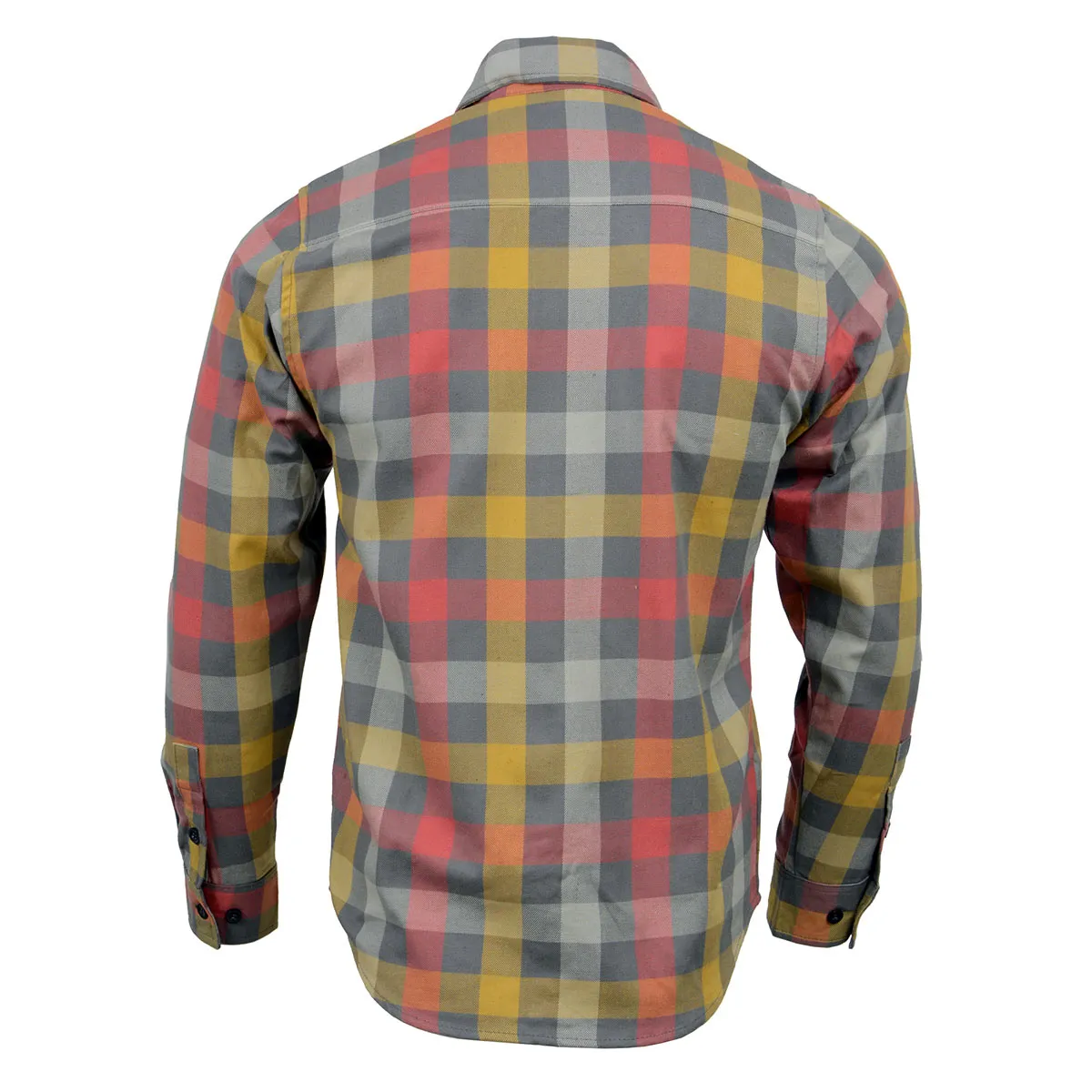 Milwaukee Leather MNG11661 Men's Gray and Red with Yellow Long Sleeve Cotton Flannel Shirt