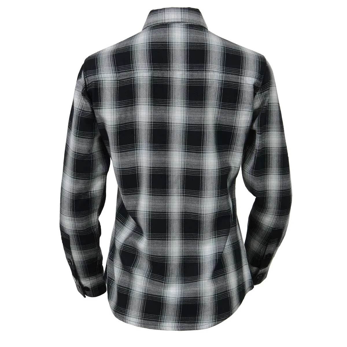 Milwaukee Leather MNG21611 Women's Black and White Long Sleeve Cotton Flannel Shirt