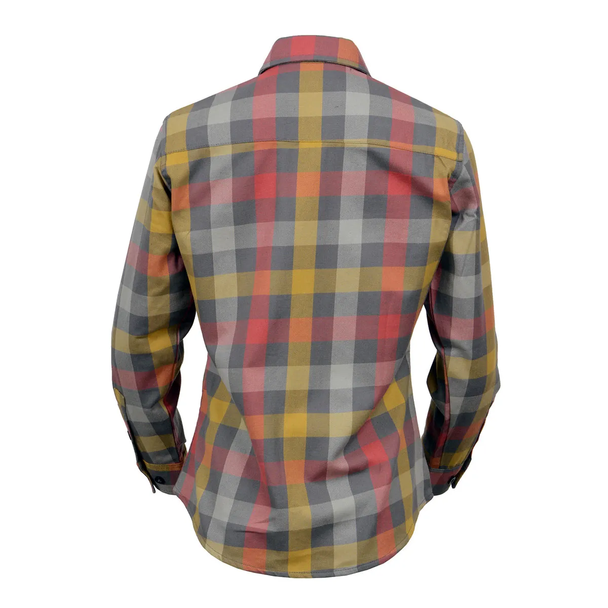 Milwaukee Leather MNG21614 Women's Gray and Red with Yellow Long Sleeve Cotton Flannel Shirt