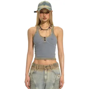 Mud-dyed Ribbed Tank Top