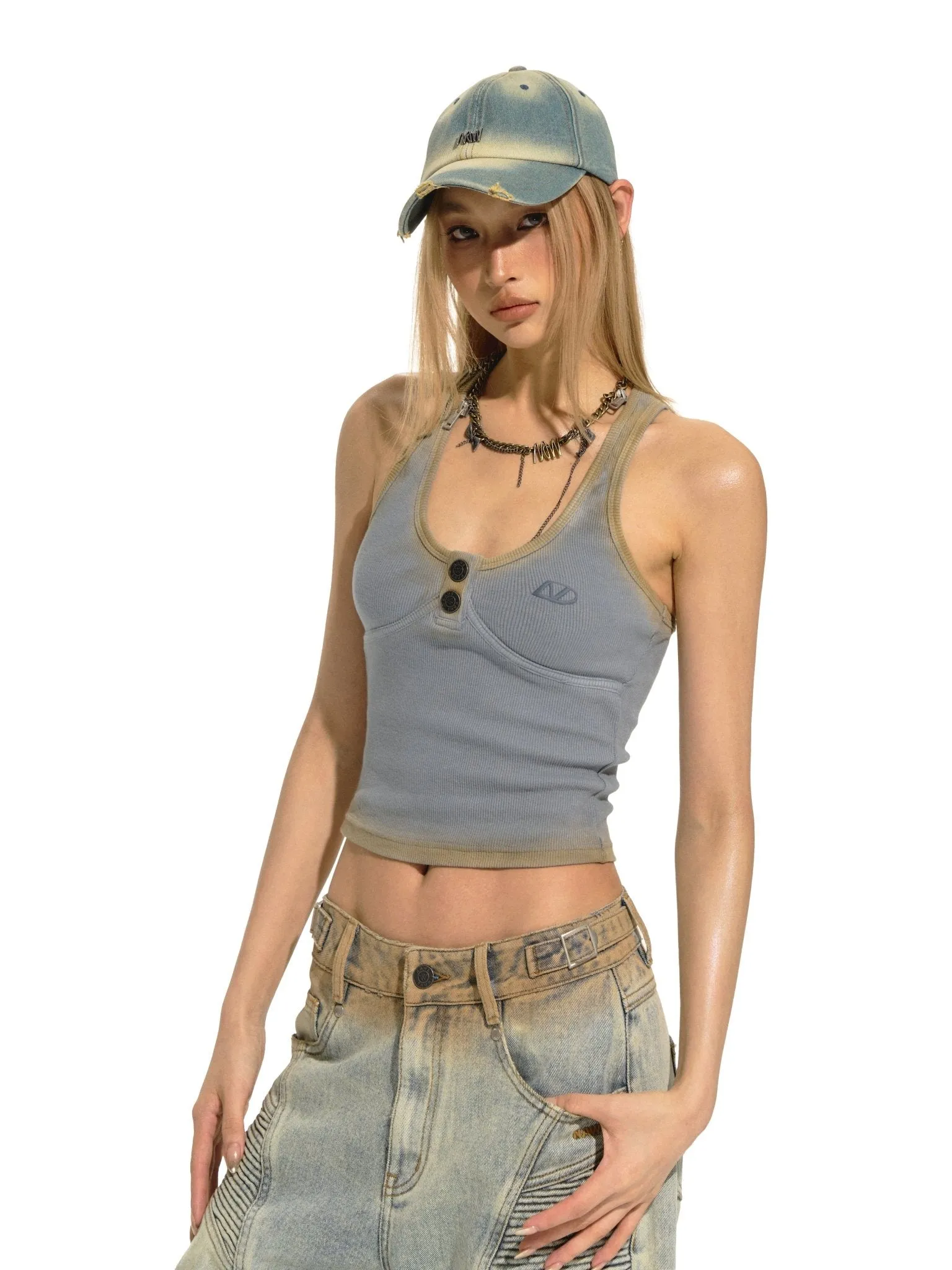 Mud-dyed Ribbed Tank Top