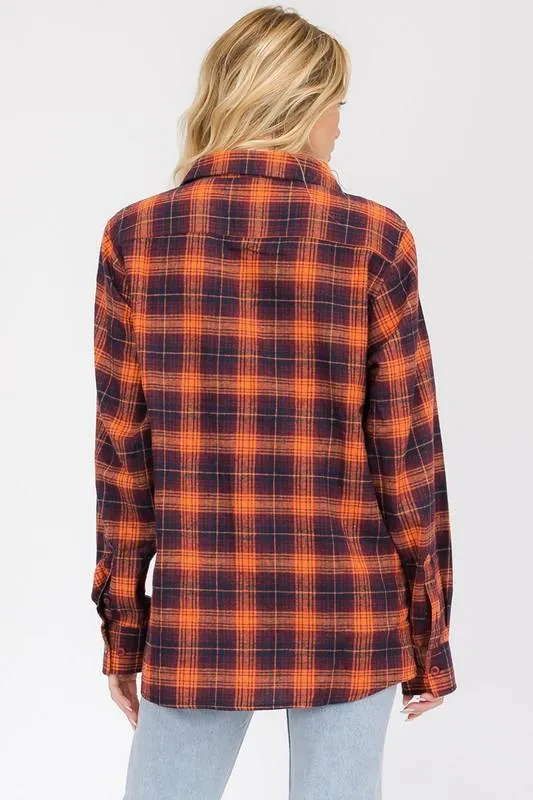 Oversized Checker Plaid Flannel Long Sleeves