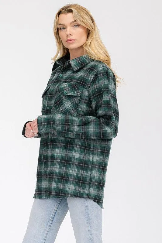 Oversized Checker Plaid Flannel Long Sleeves