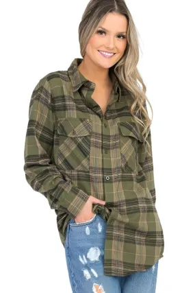 Oversized Checker Plaid Flannel Long Sleeves