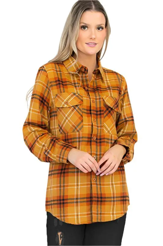 Oversized Checker Plaid Flannel Long Sleeves