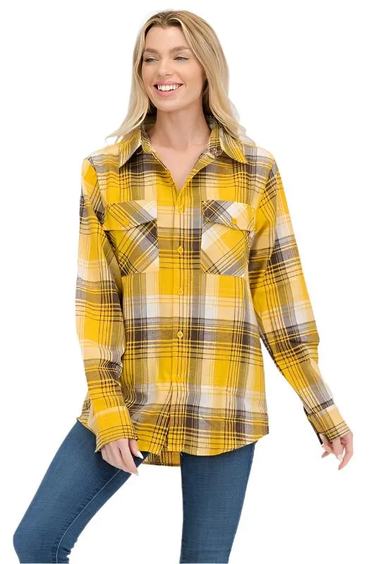 Oversized Checker Plaid Flannel Long Sleeves