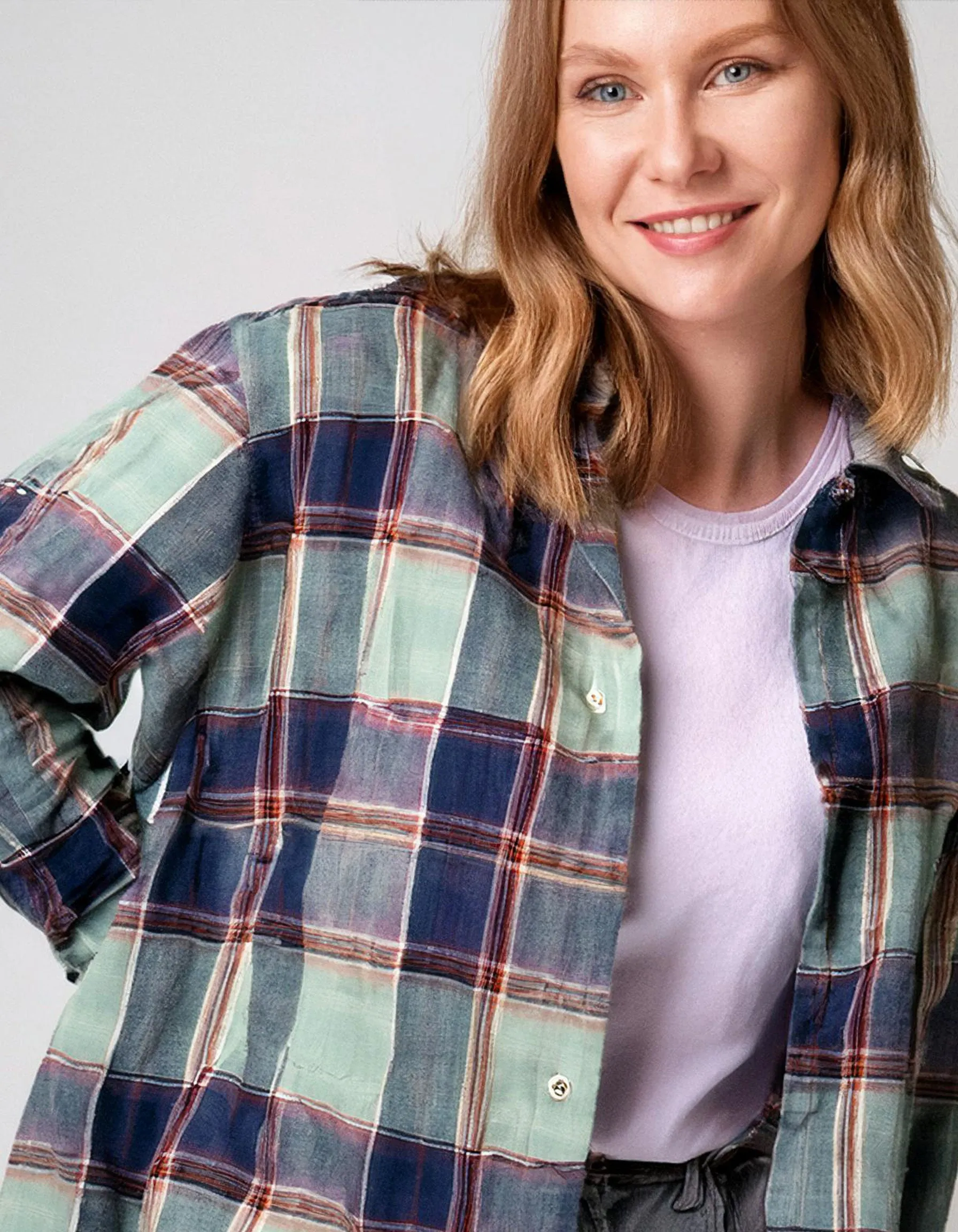 Pastel Plaid Flannel Shirt