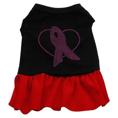 Pink Ribbon Rhinestone Dress Black with Red XS (8)