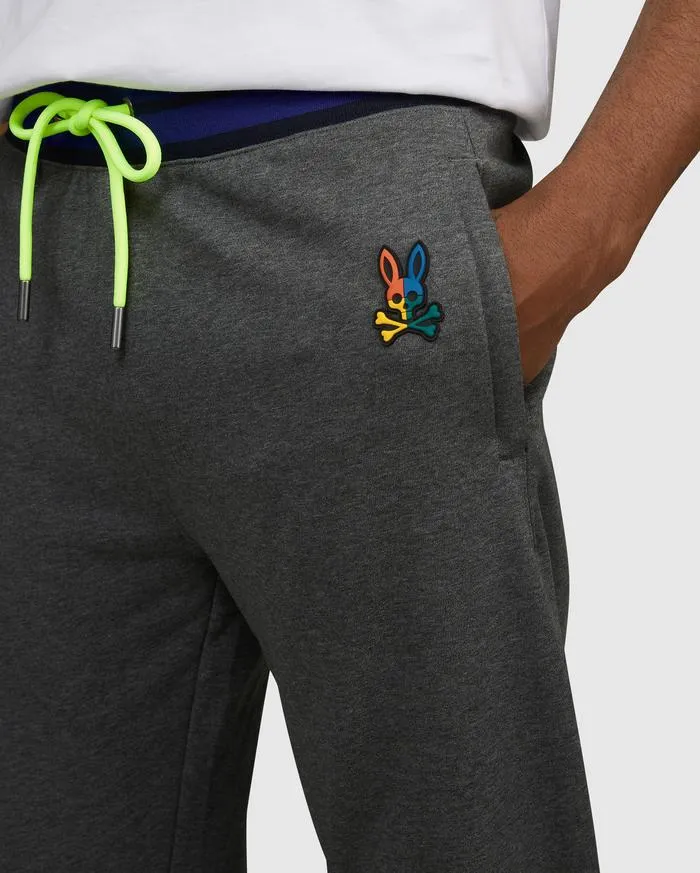 Psycho Bunny MENS WARWICK COLOR BLOCK LOGO PANTS (Heather Storm)