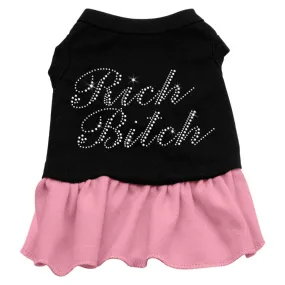 Rhinestone Rich Bitch Dress  Black with Pink Lg (14)