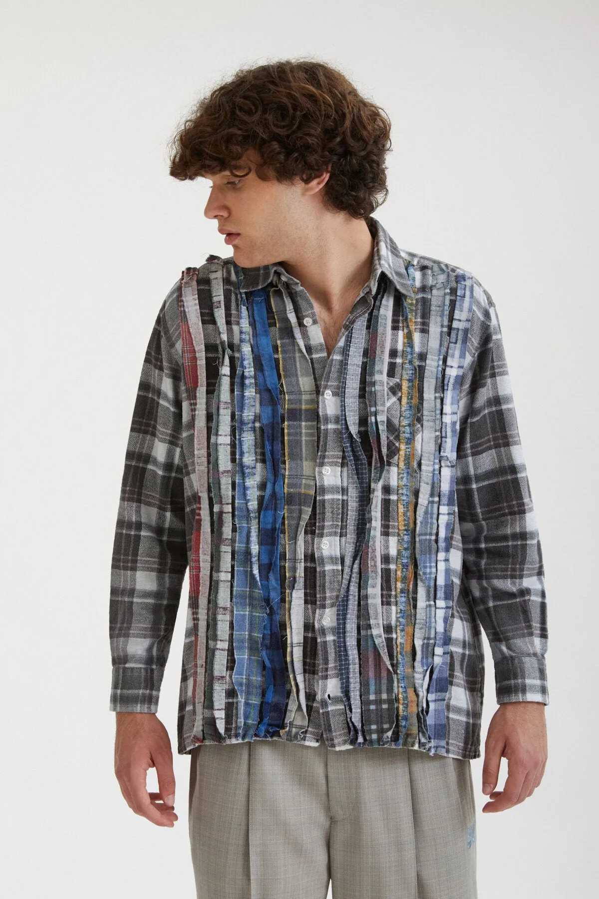 Ribbon Patchwork Flannel Shirt