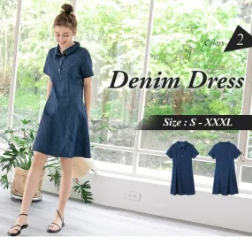 SHORT SLEVEE DENIM DRESS