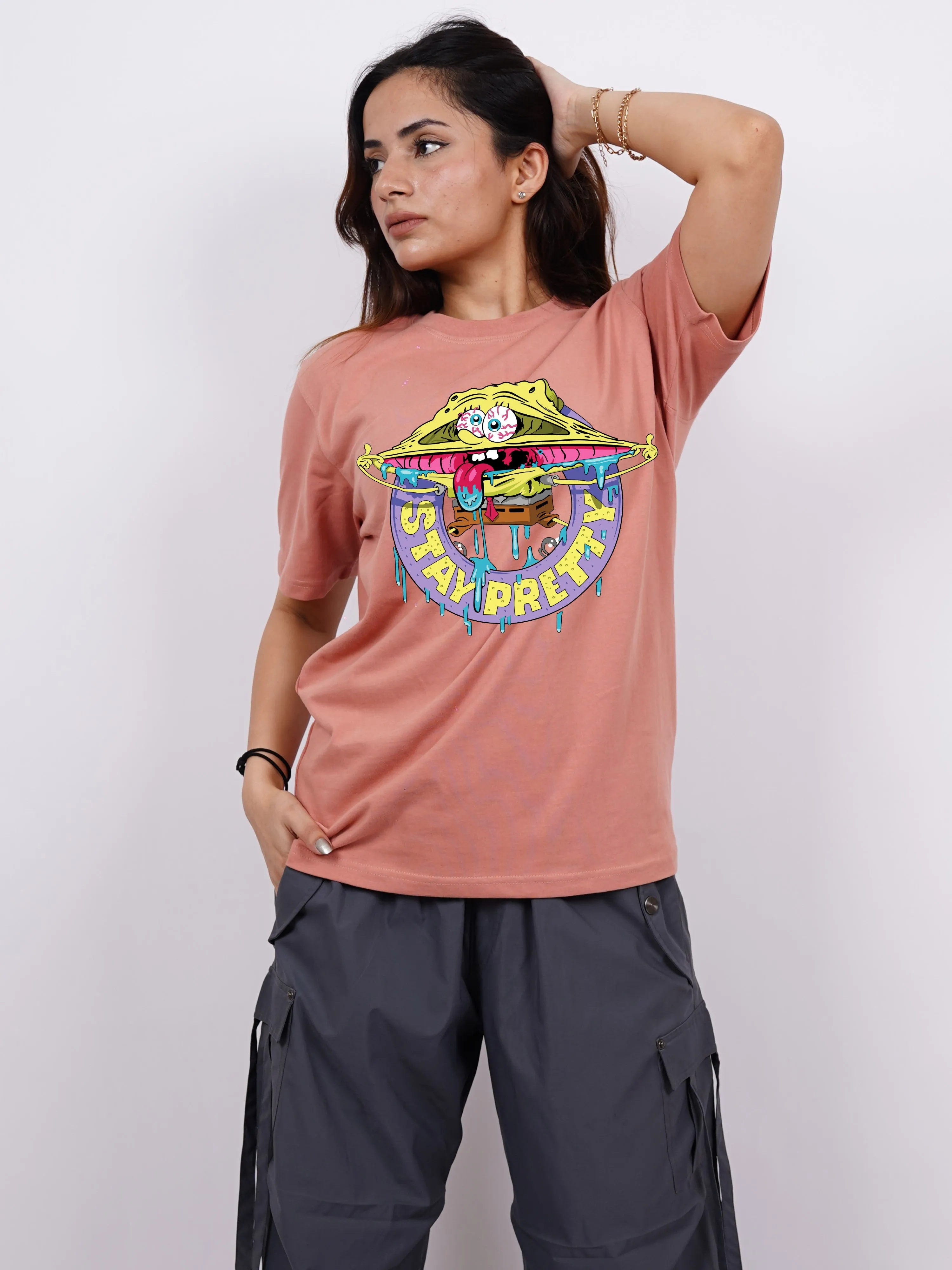 SpongeBob Stay Pretty : Burger Bae Oversized  Tee For Men and Women