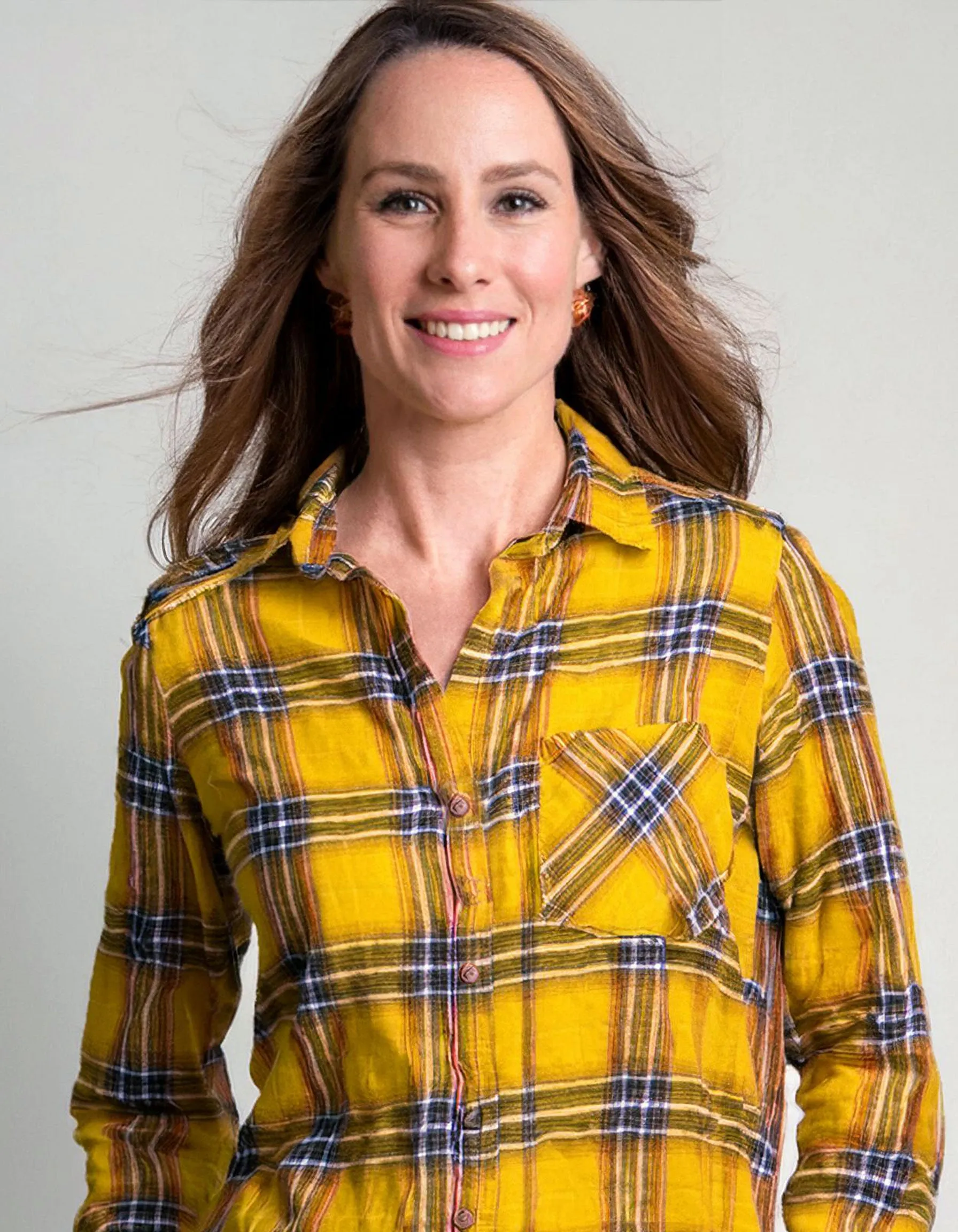 Sunshine Yellow Plaid Flannel Shirt