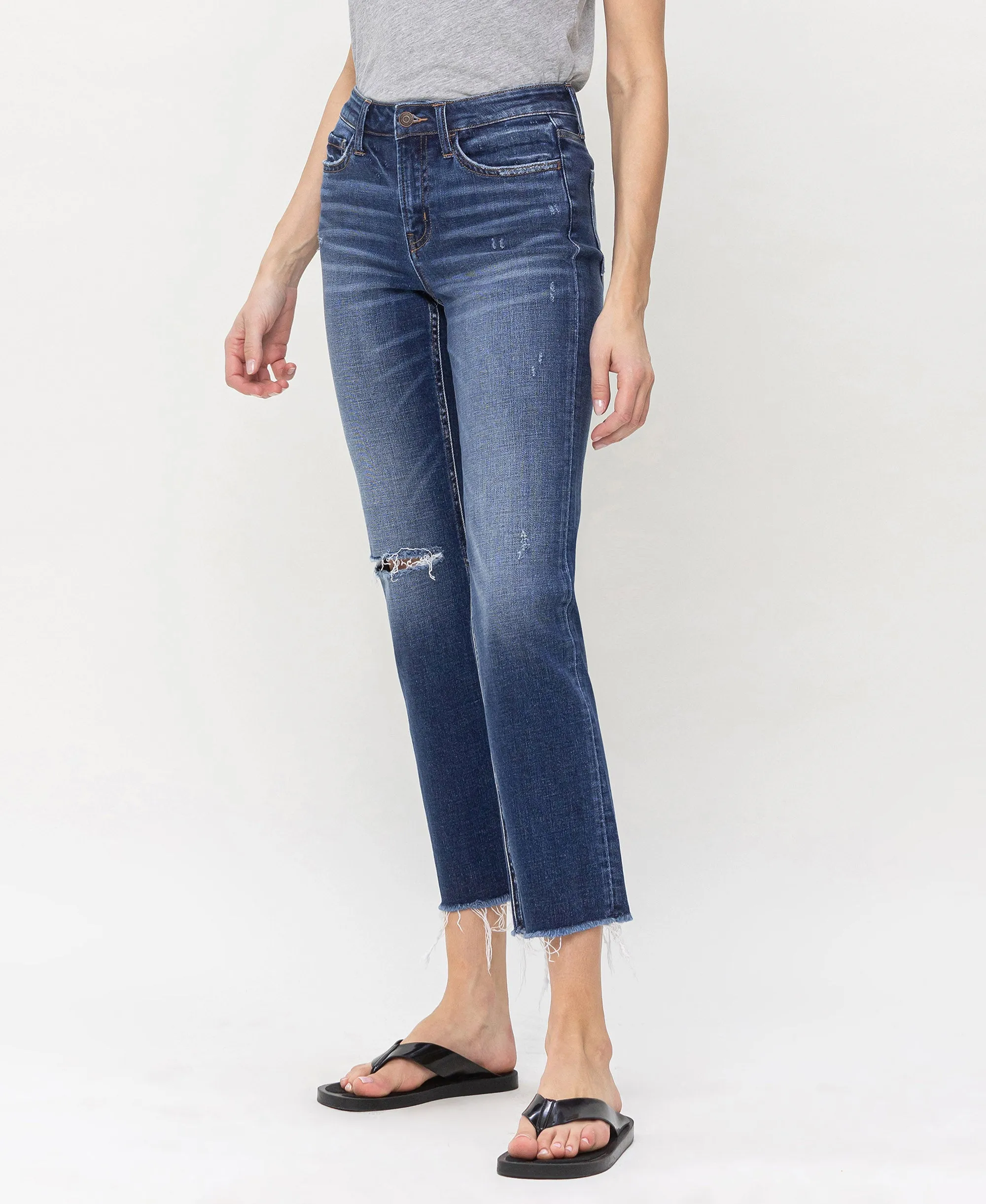 Tranquility - Mid Rise Crop Straight Jeans