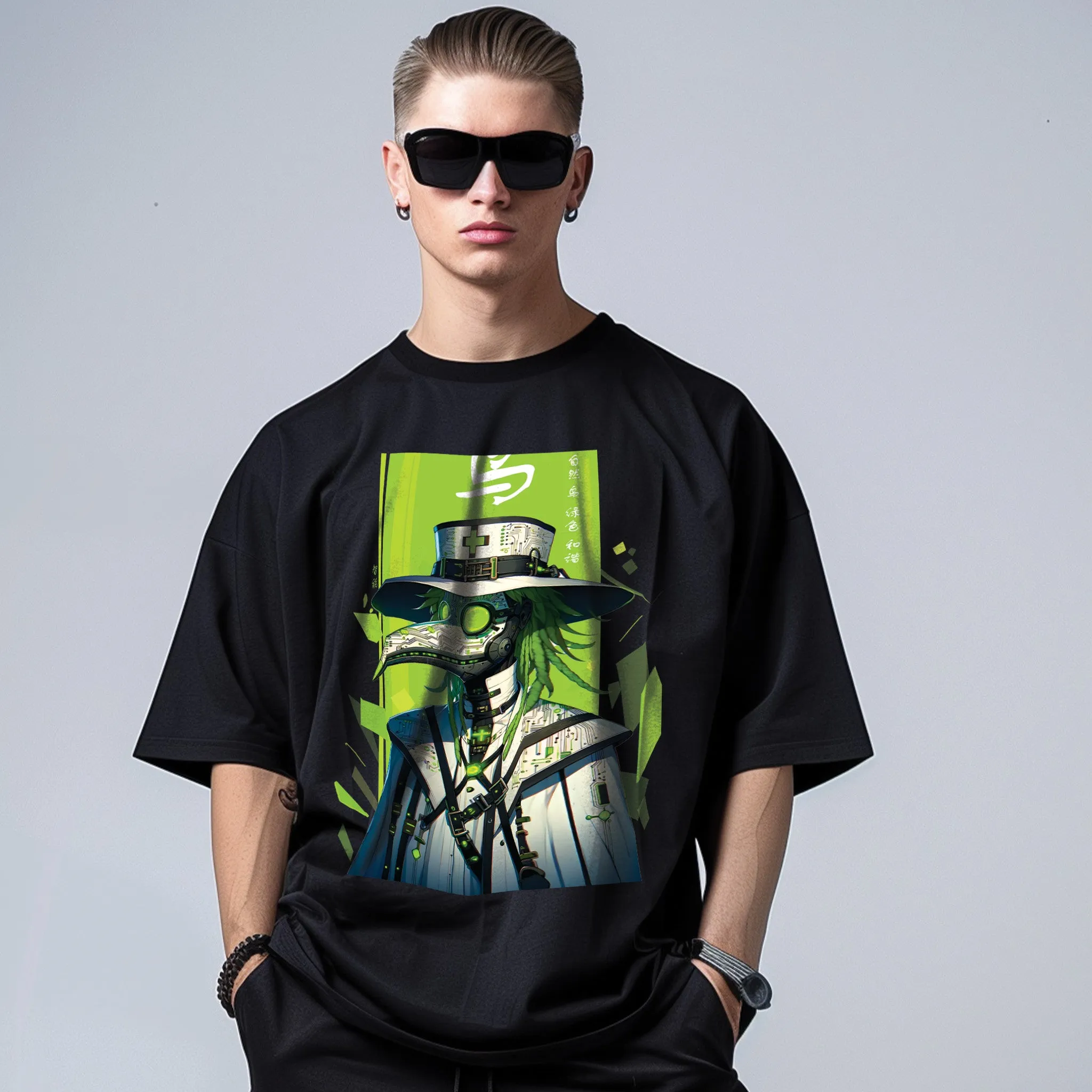 Unisex Cyberpunk Dr Plague Oversized Graphic Tees