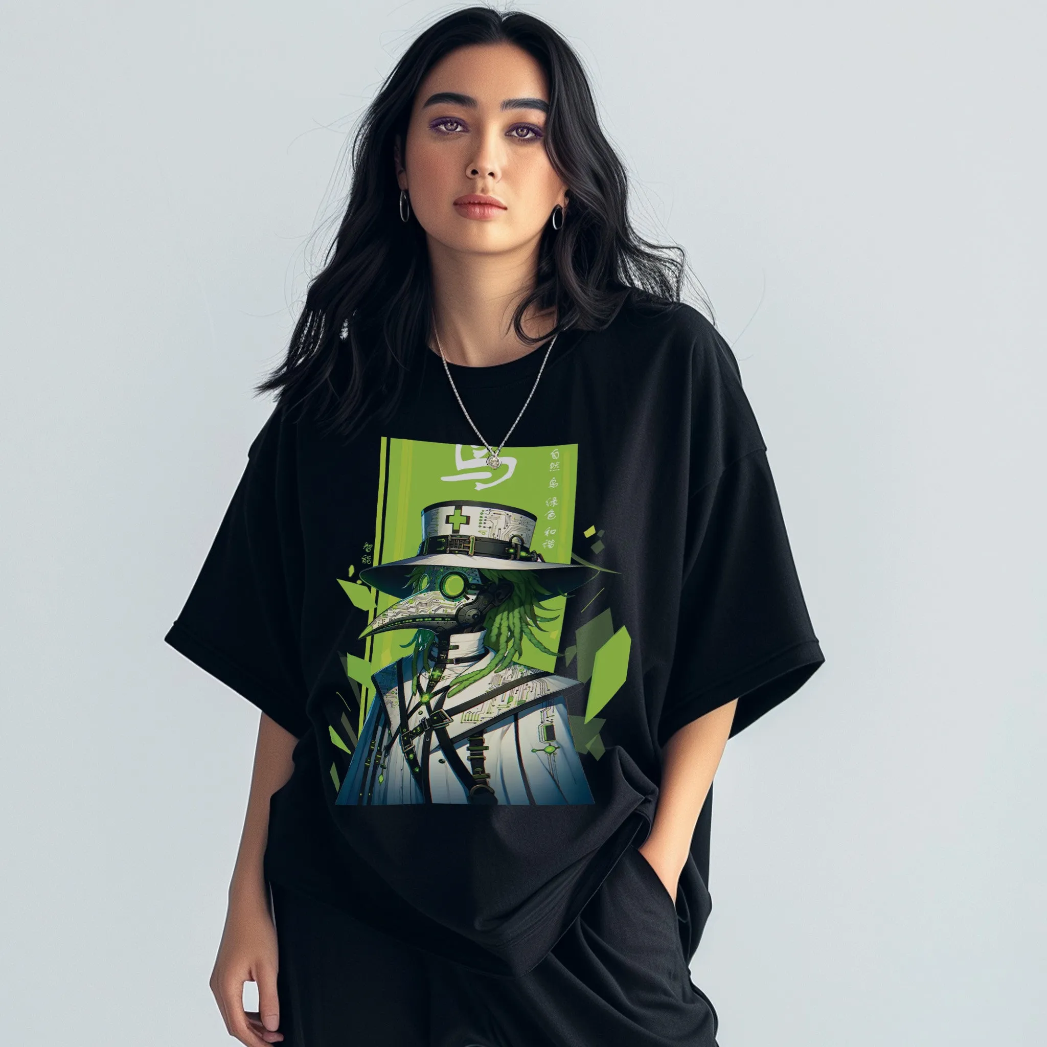 Unisex Cyberpunk Dr Plague Oversized Graphic Tees