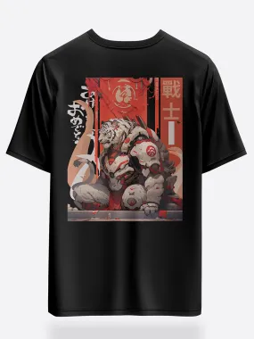 Unisex Urban Samurai Mech Oversized Graphic Tees