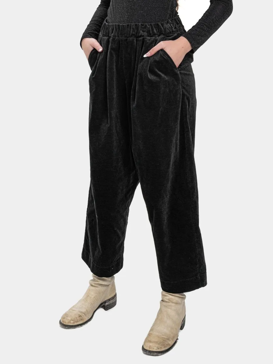 Velvet Pleated Elastic Waist Trousers