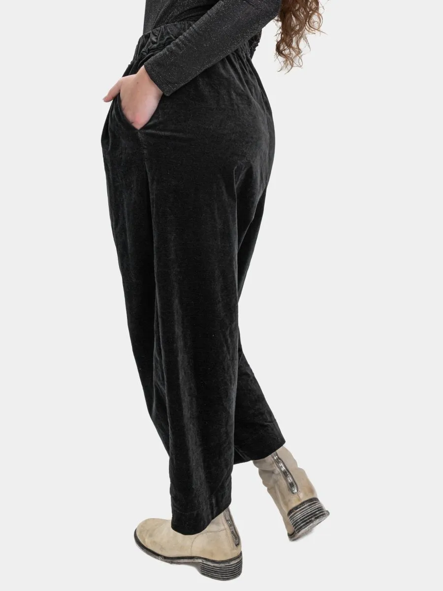 Velvet Pleated Elastic Waist Trousers