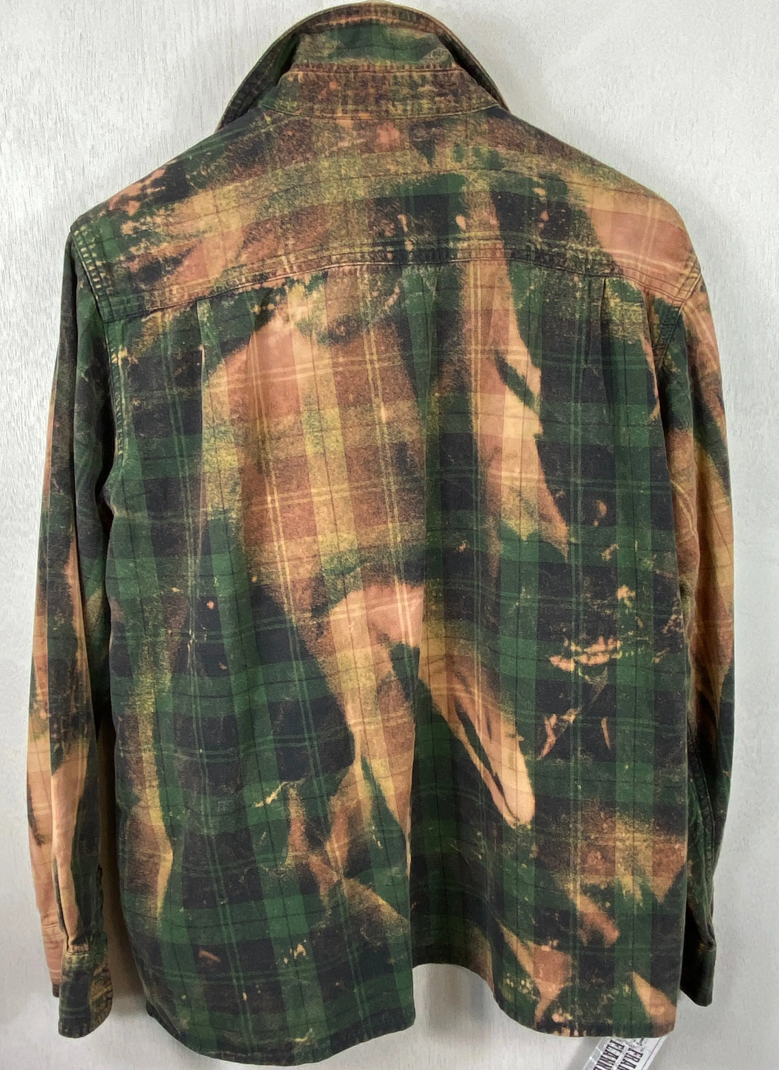 Vintage Grunge Dark Green and Rust Flannel Size Medium