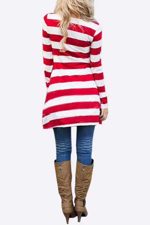 Wholesale Round Neck Long Sleeve Stripe Casual Dress