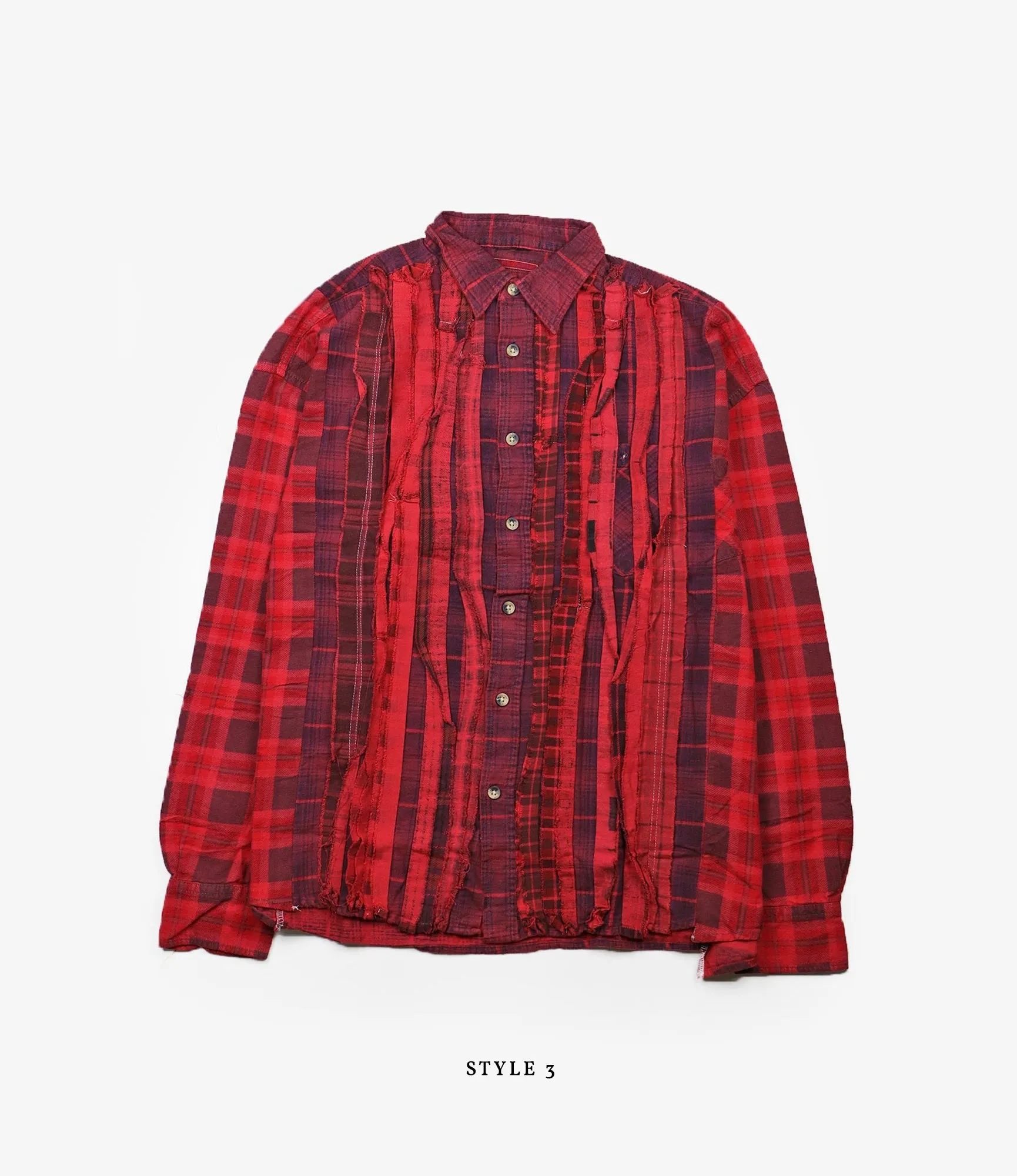 Wide Flannel Ribbon Shirt – Red Over Dye