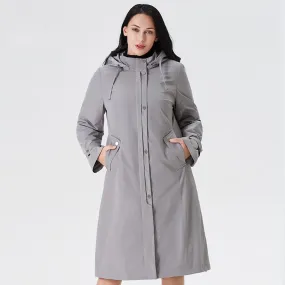 Women's Spring Solid Long Windbreaker | Plus Size