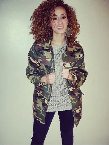 Women's Spring Vintage Camouflage Outwear | Ladies Windbreaker