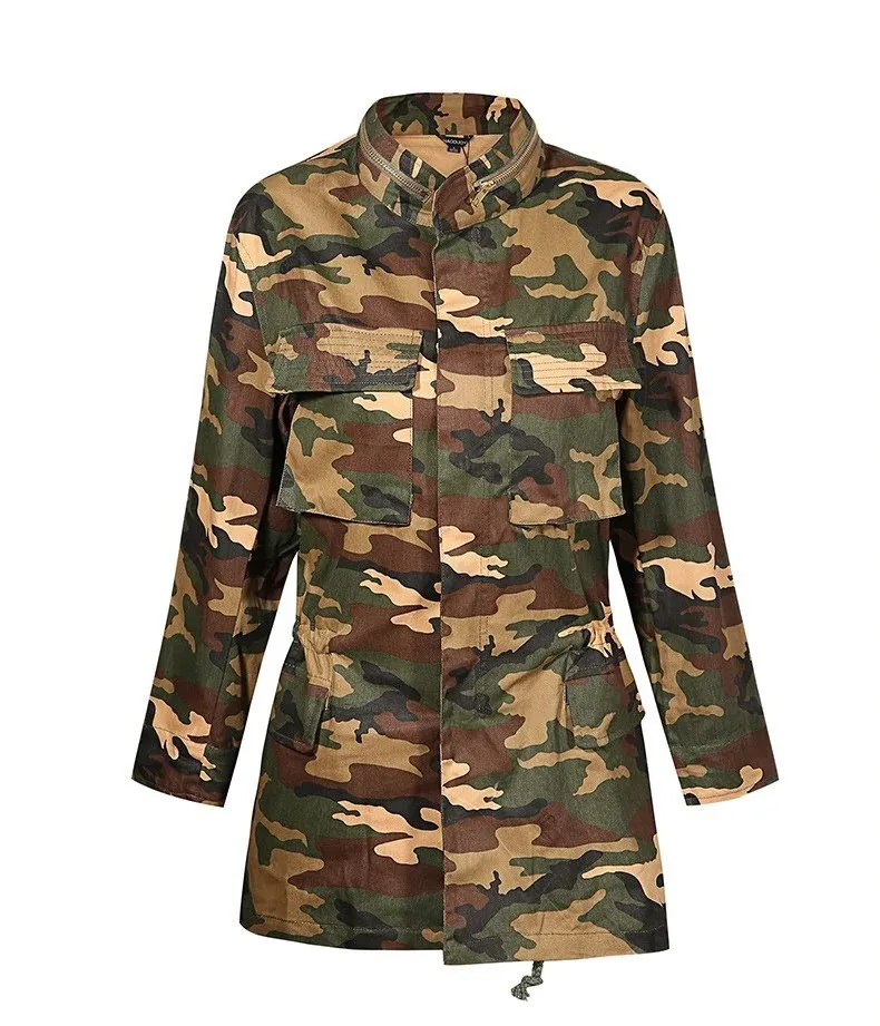 Women's Spring Vintage Camouflage Outwear | Ladies Windbreaker