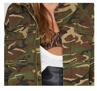 Women's Spring Vintage Camouflage Outwear | Ladies Windbreaker